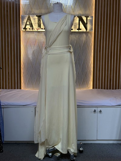Draped Wrap Satin Gown