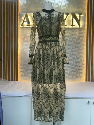 Lace Overlay Maxi Dress