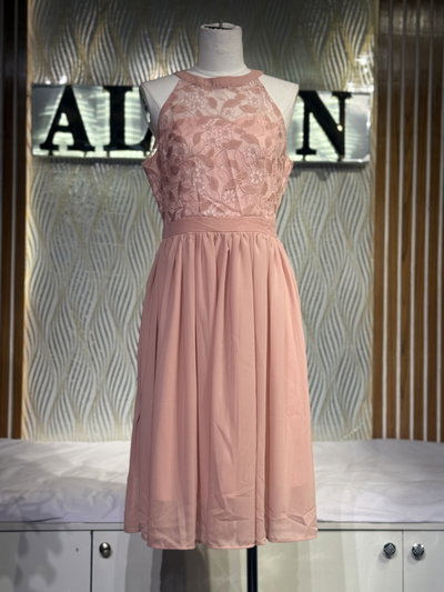 Halter Lace Bodice Chiffon Midi