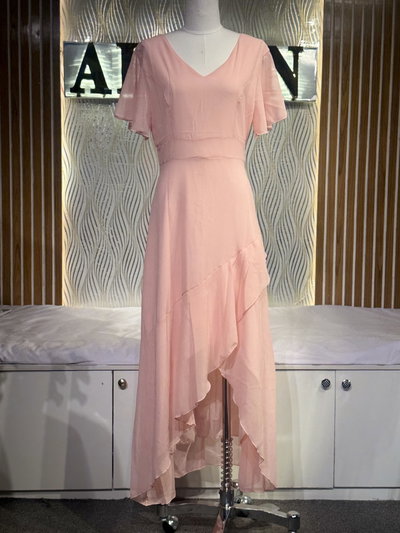 Flutter Sleeve Chiffon Hi-Lo Dress