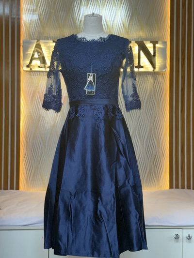 Lace Bodice Satin Midi Dress