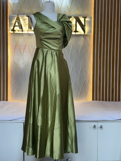 One-Shoulder Satin Gown