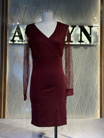 Glitter Tulle Wrap Mini Dress
