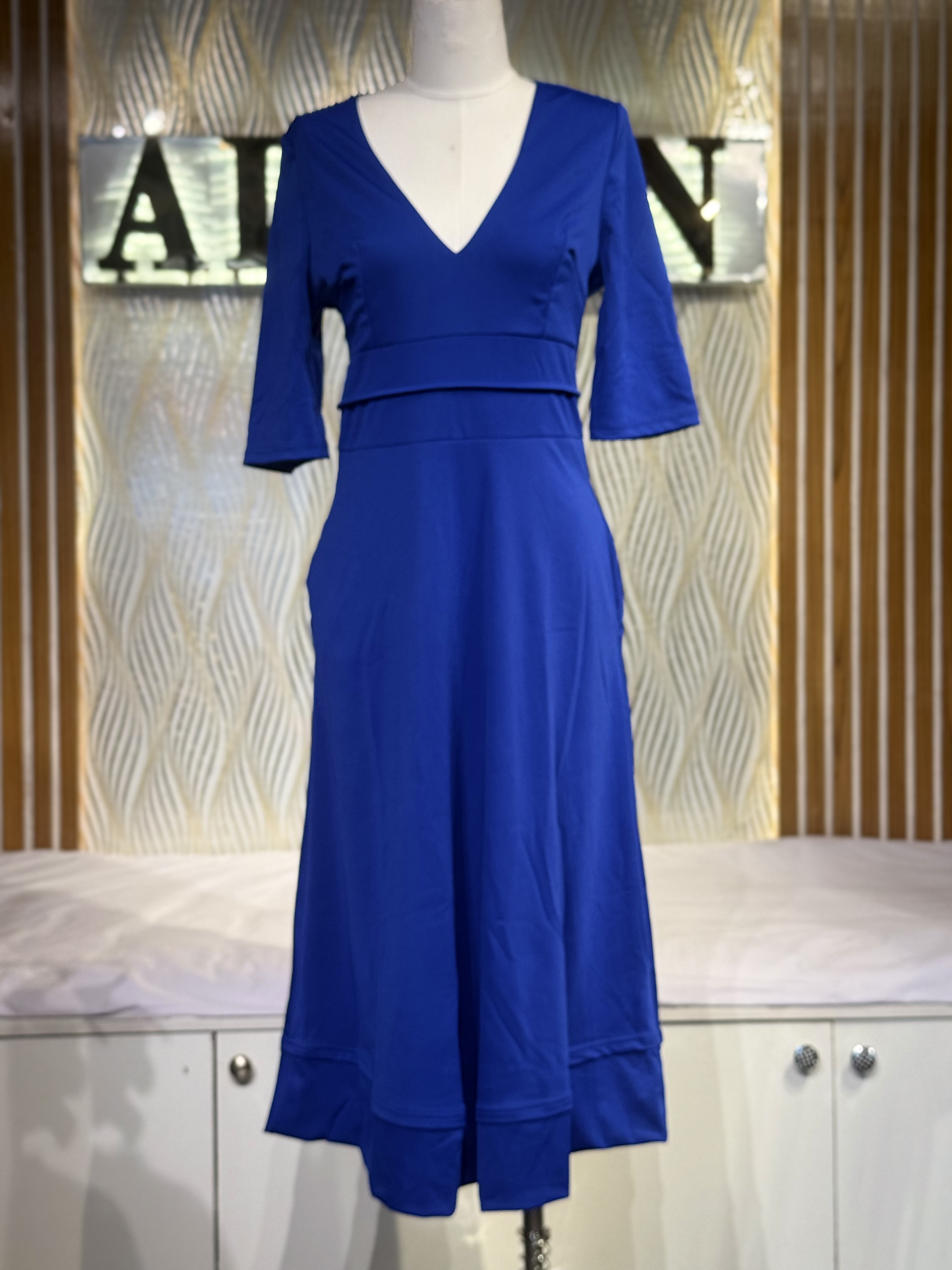 V-Neck A-Line Midi Dress - alternate view