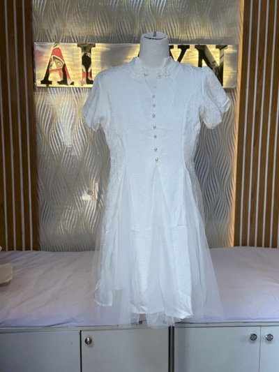 Peter Pan Collar Button Tulle Dress