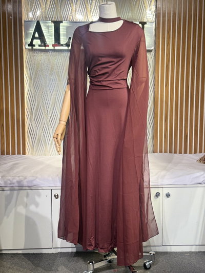 Cape Sleeve Choker Maxi Gown