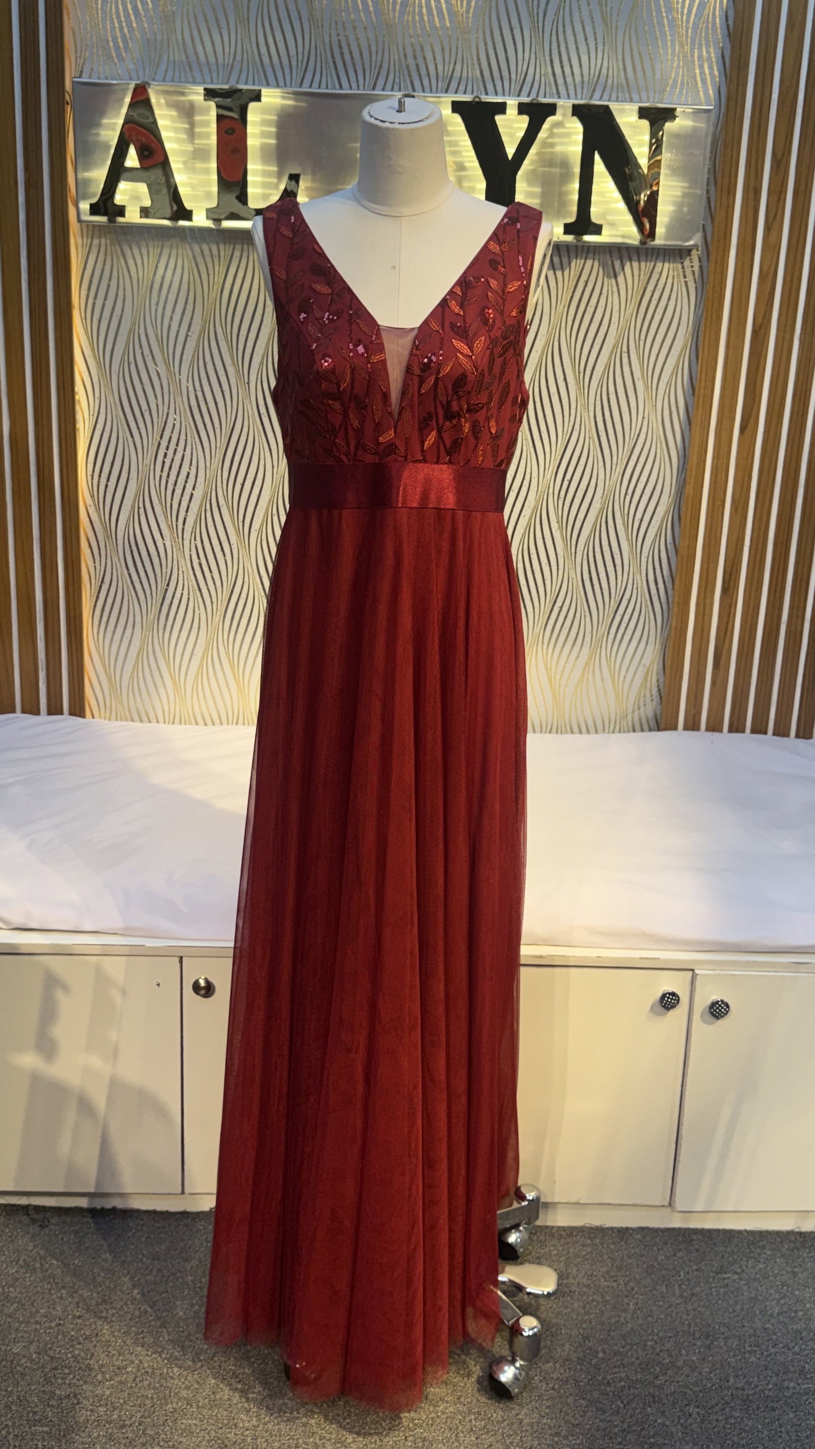 V-Neck Tulle Evening Gown - alternate view