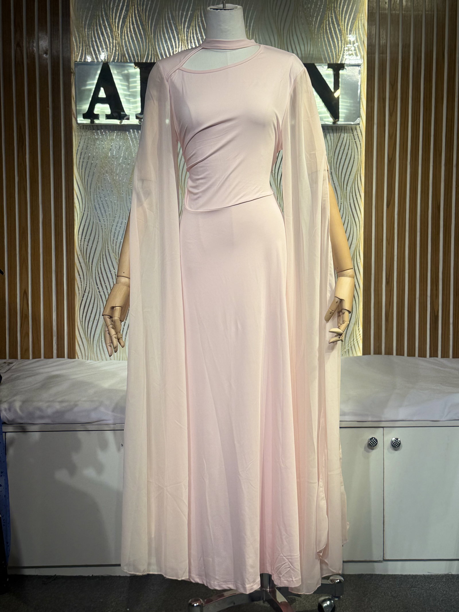 Cape Sleeve Choker Maxi Gown - alternate view