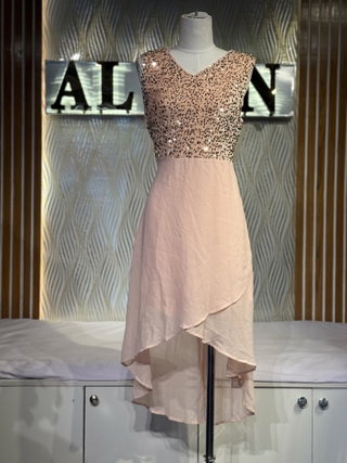 Sequin V-Neck Hi-Lo Dress