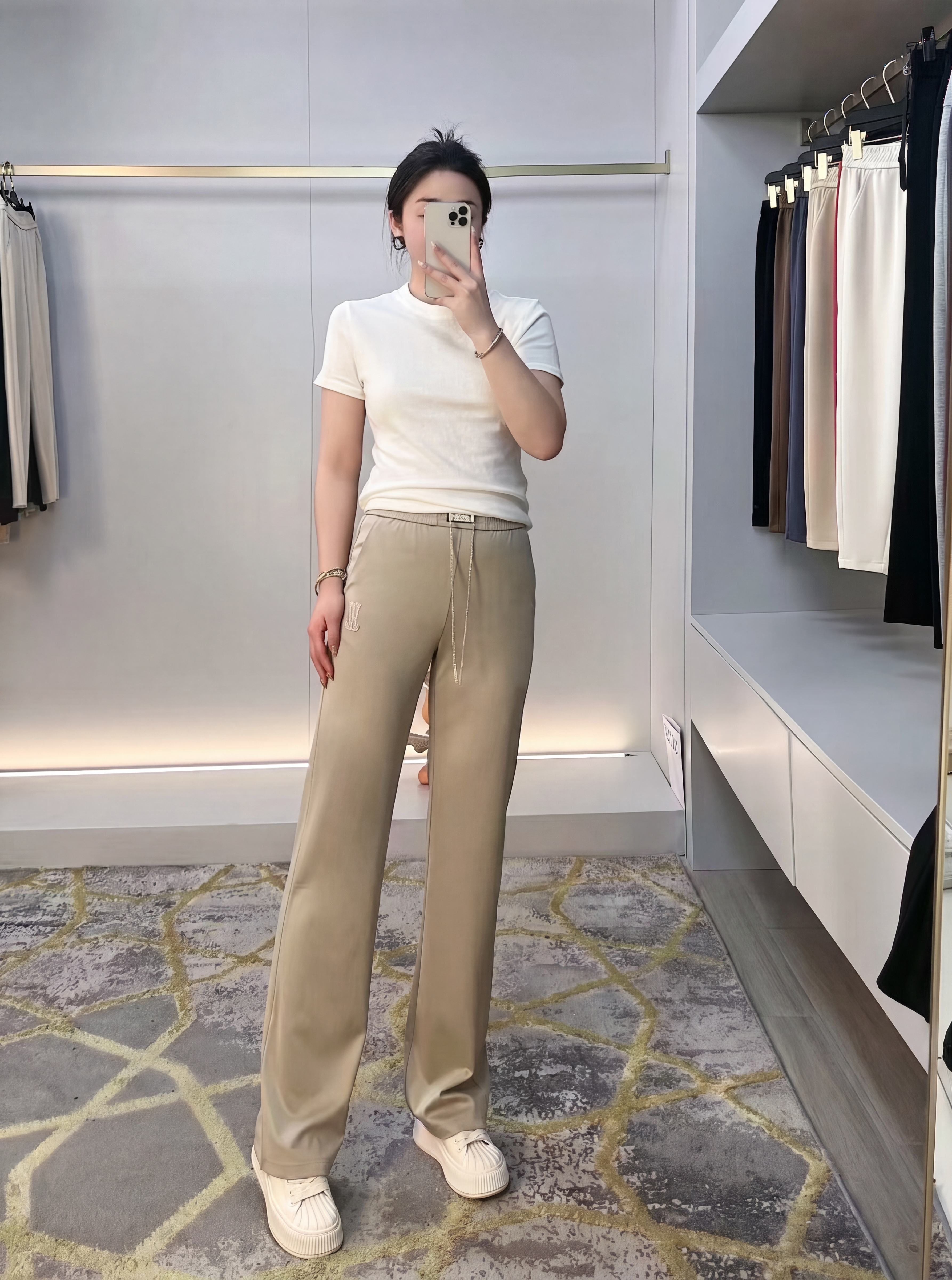 Comfort Desert Khaki Wide-Leg Trousers
