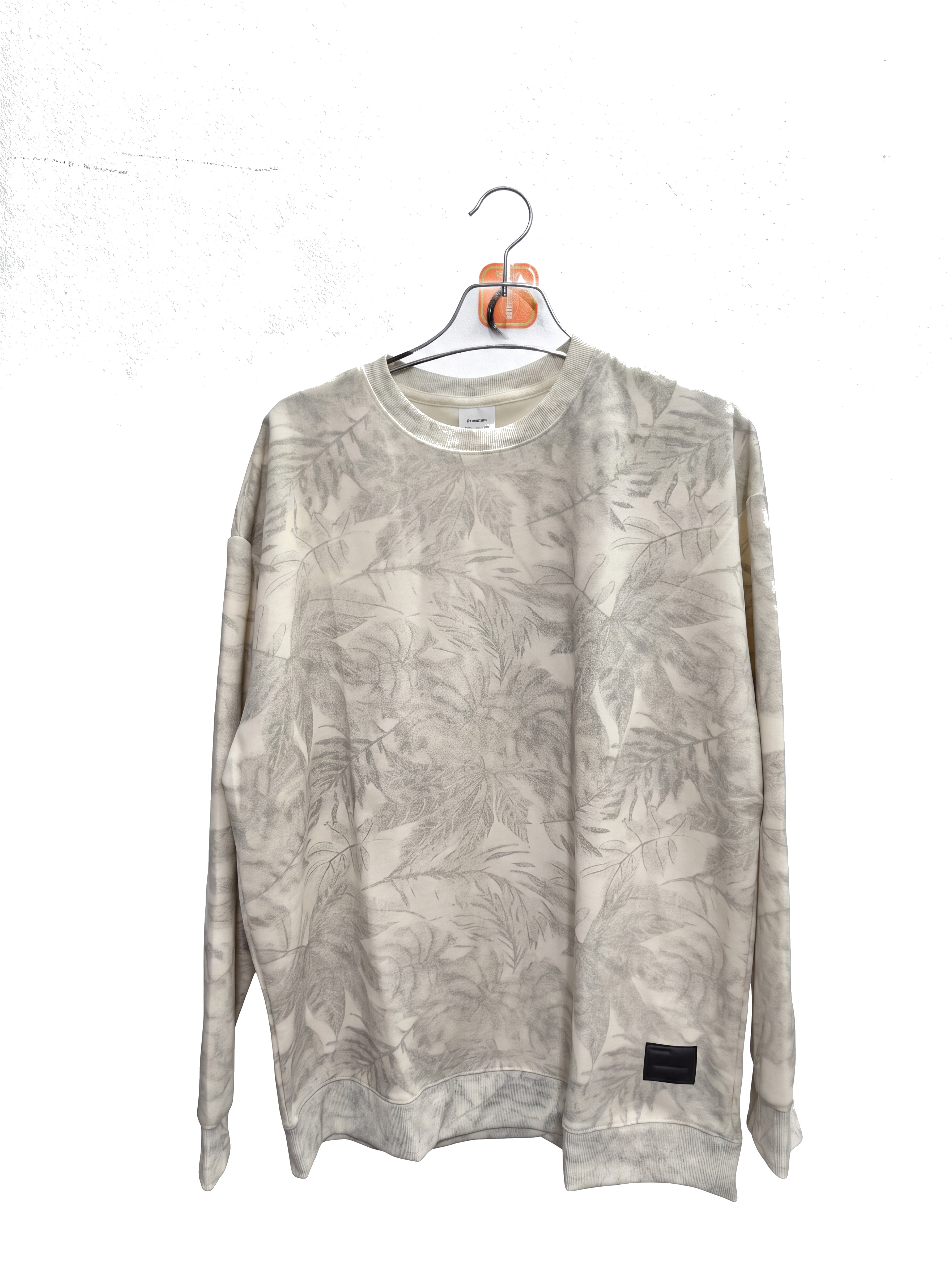 Men's Beige Apricot Leaf Print Crewneck Sweatshirt - alternate view
