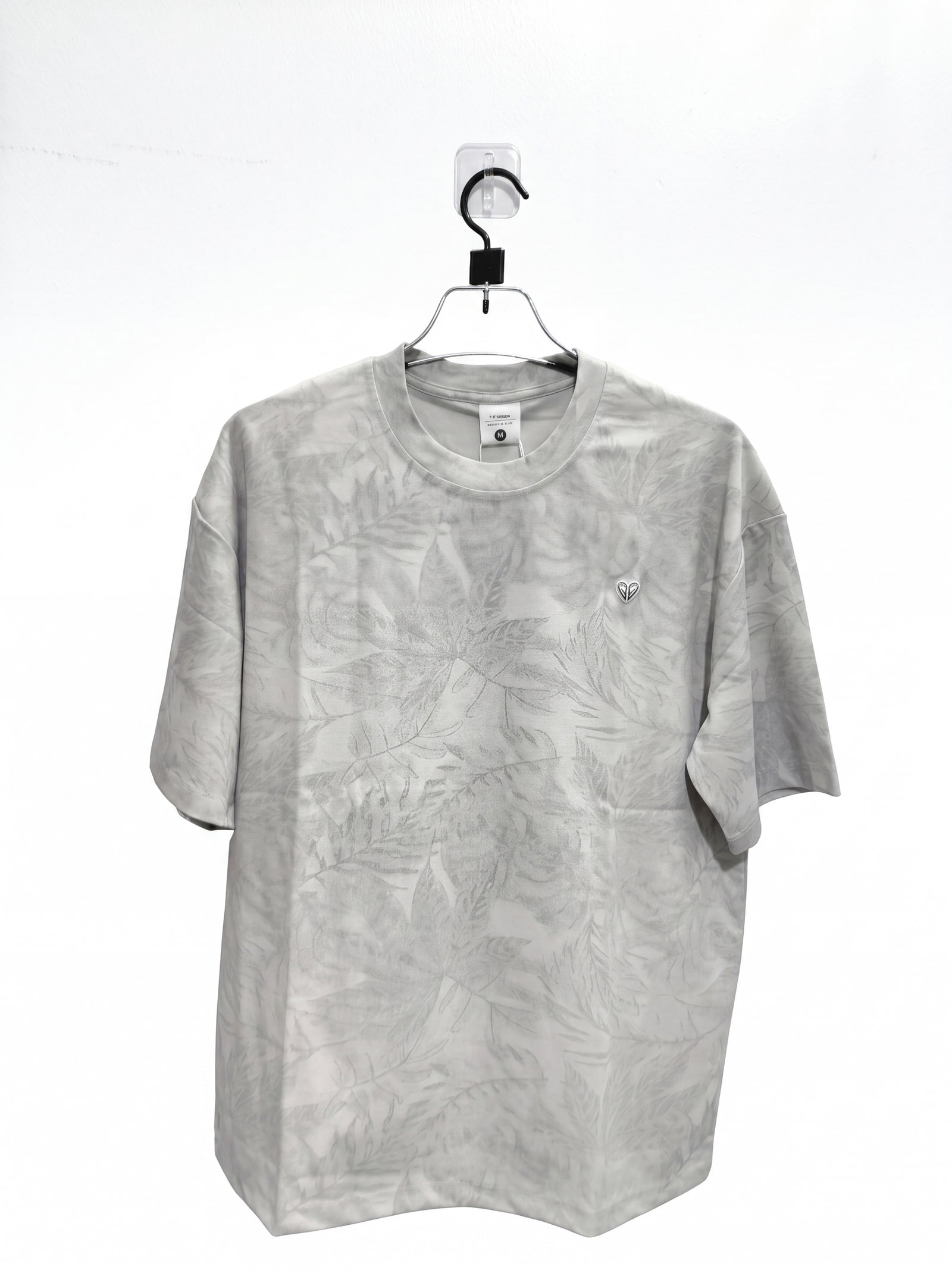 Men's Beige Apricot Leaf Print Jacquard T-Shirt