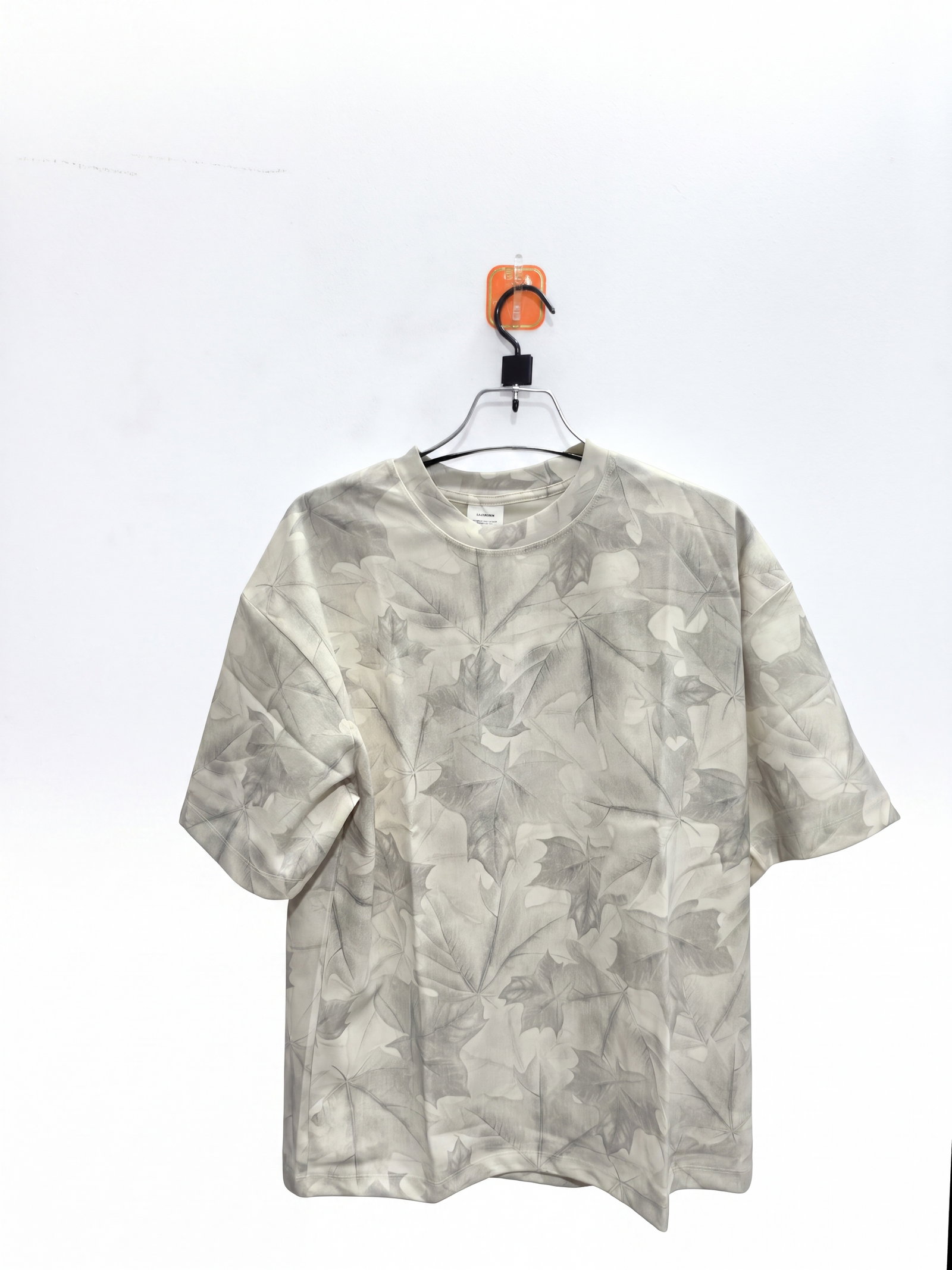 Men's Beige Apricot Leaf Print Short Sleeve T-Shirt