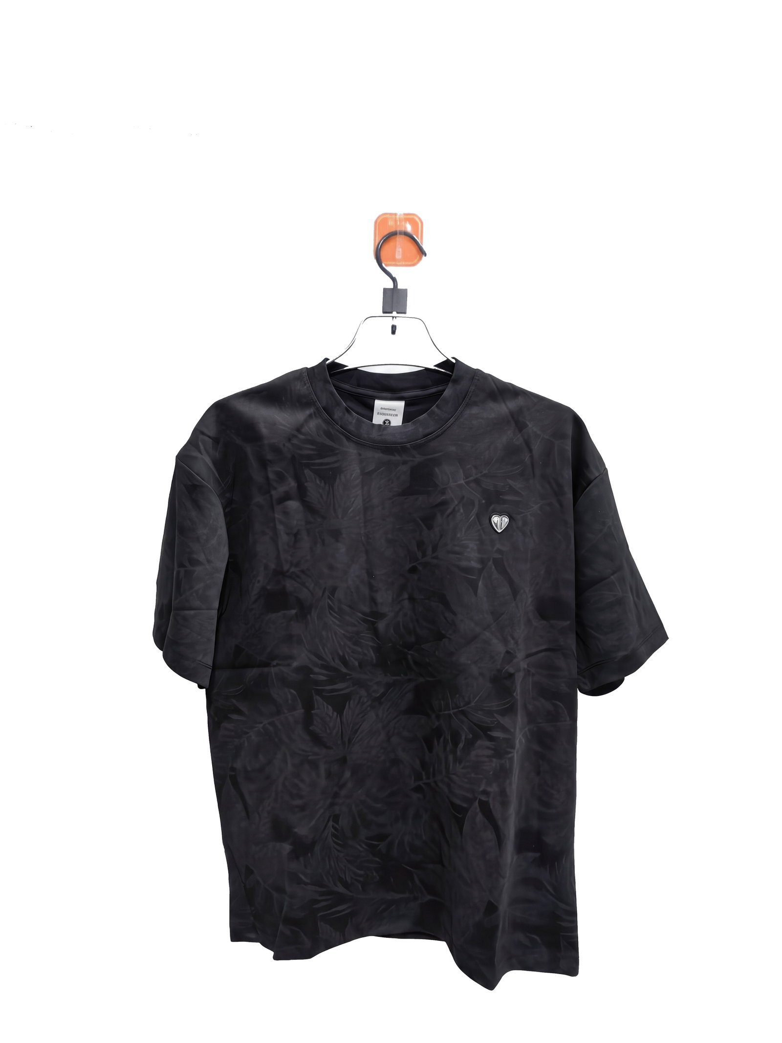 Men's Black Leaf Print Jacquard T-Shirt