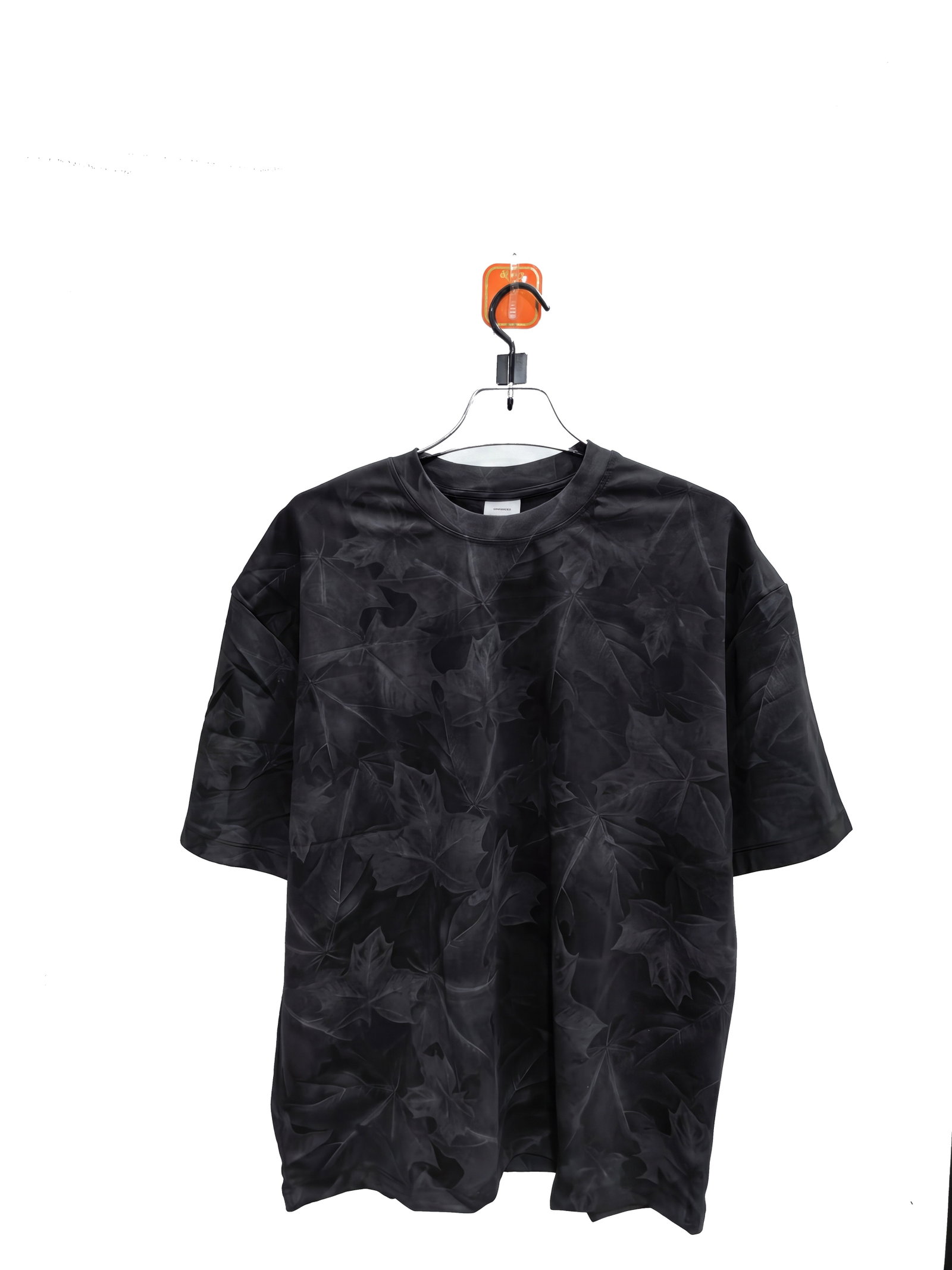 Men's Black Leaf Print Short Sleeve T-Shirt