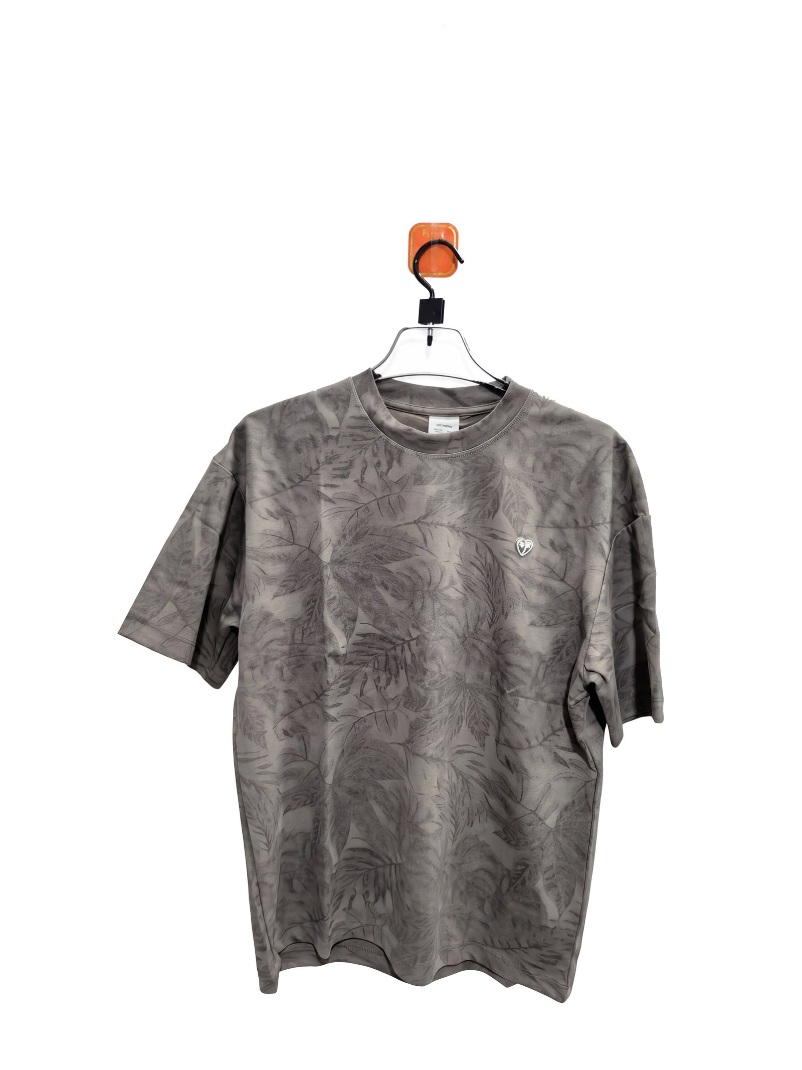 Men's Medium Grey Leaf Print Jacquard T-Shirt