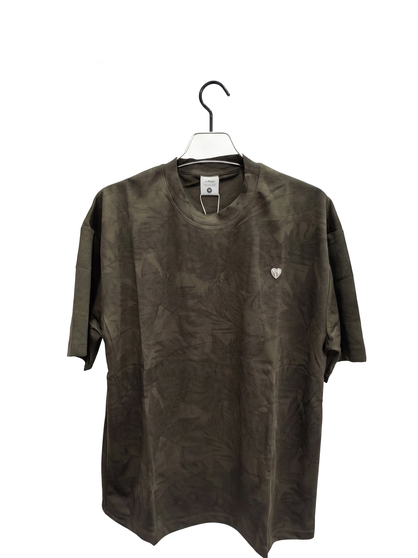 Men's Seaweed Green Leaf Print Jacquard T-Shirt