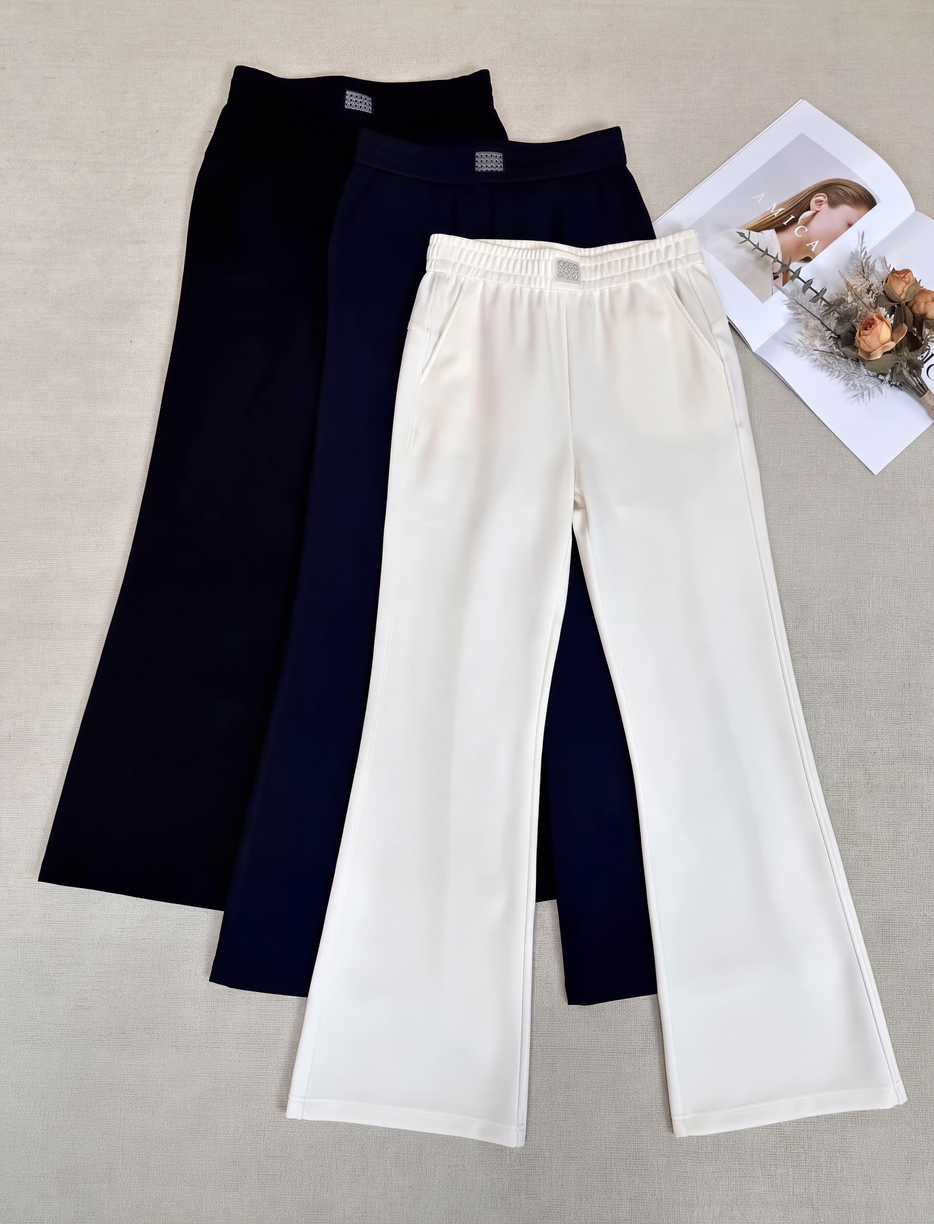 Premium Midnight Black Flare Trousers