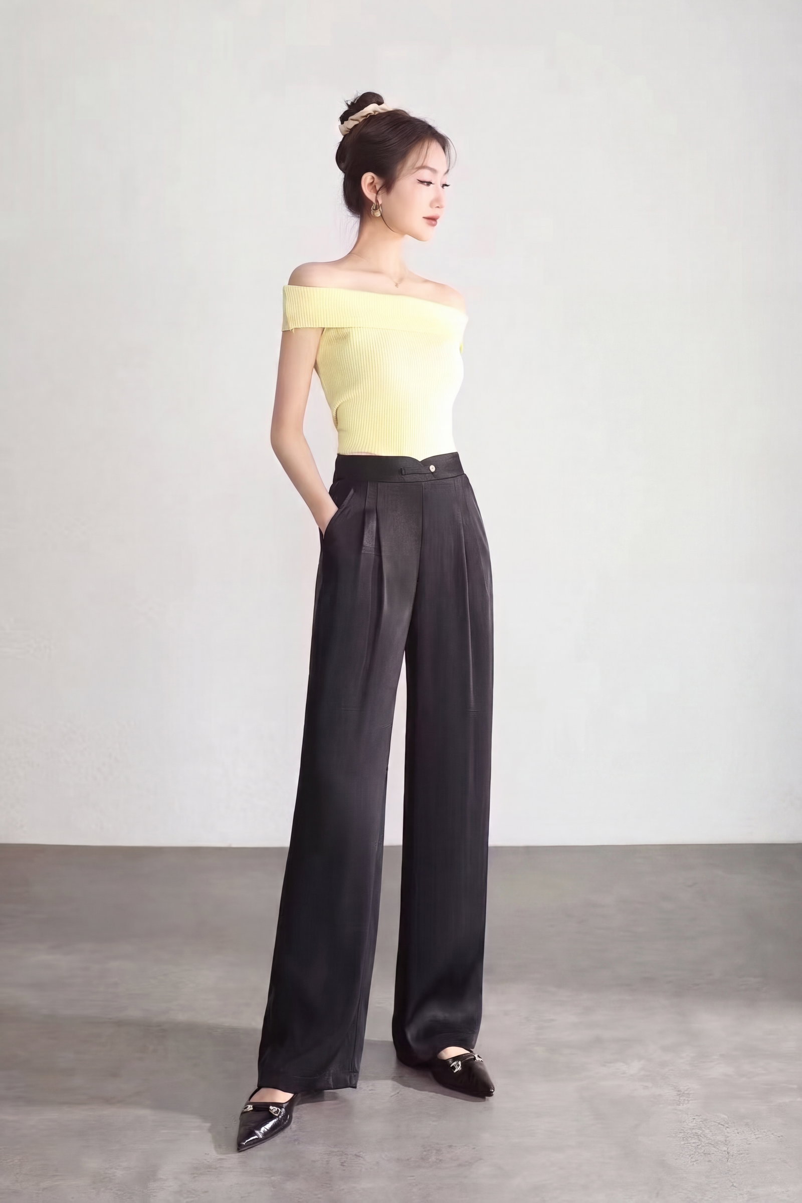 Premium Midnight Black Tailored Trousers