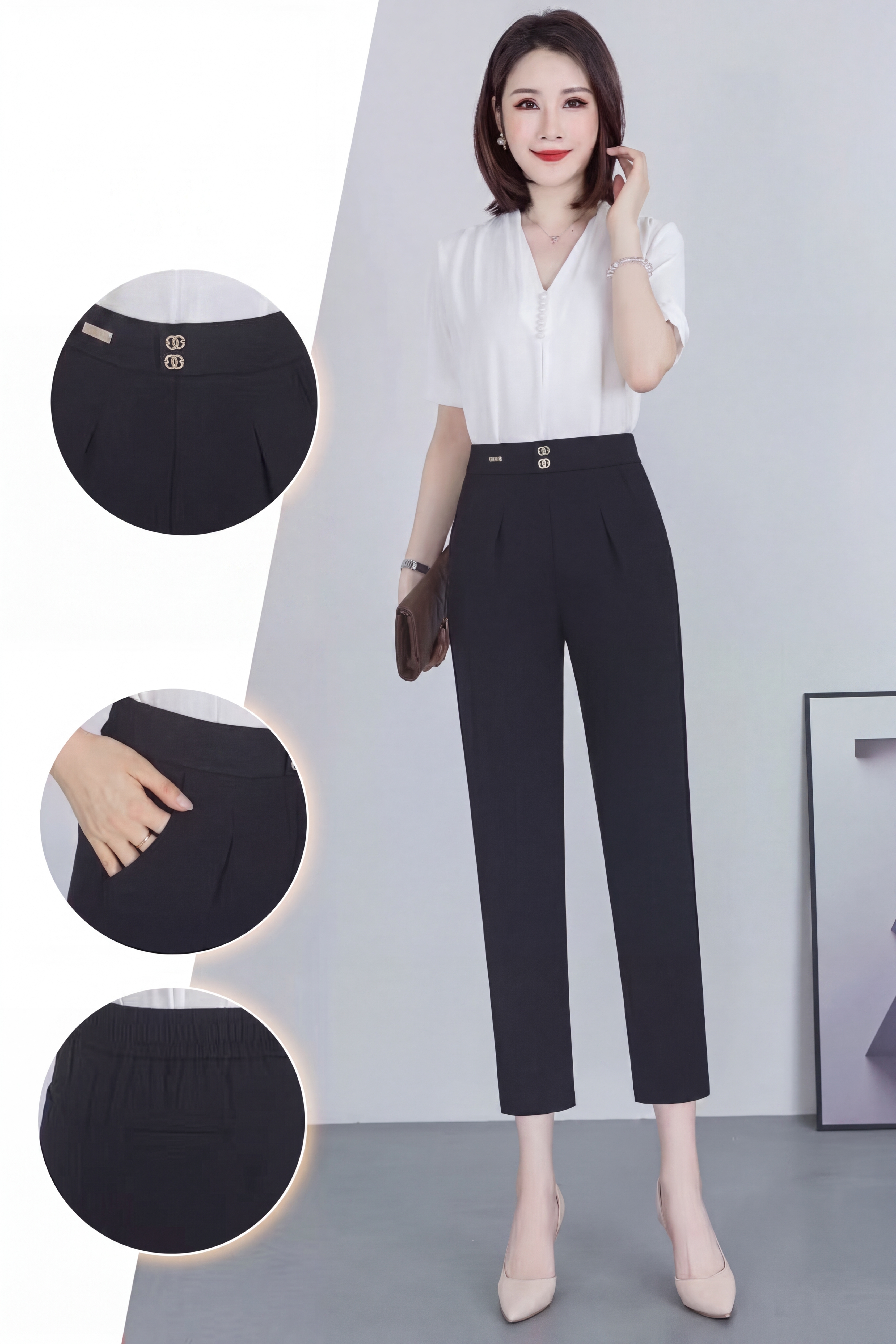 Premium Midnight Black Tailored Trousers
