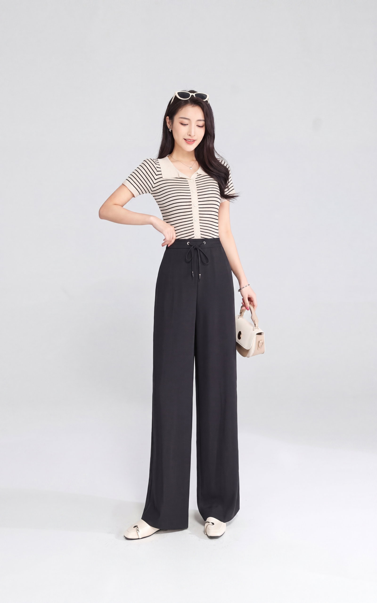 Premium Midnight Black Wide-Leg Trousers