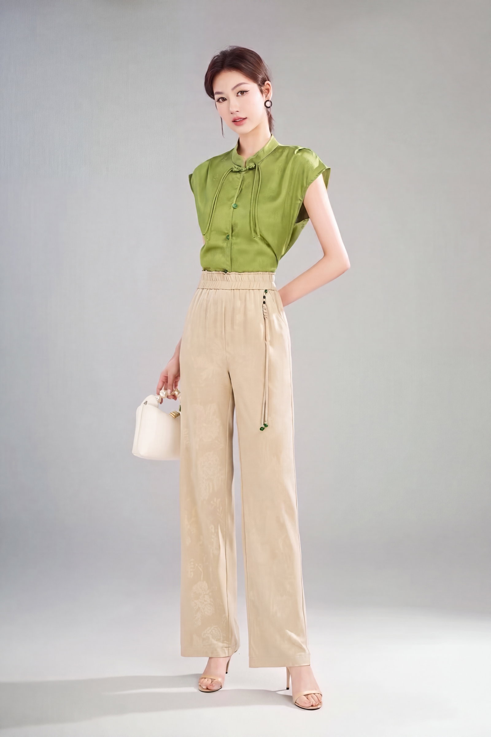 Premium Sage Green Tailored Trousers