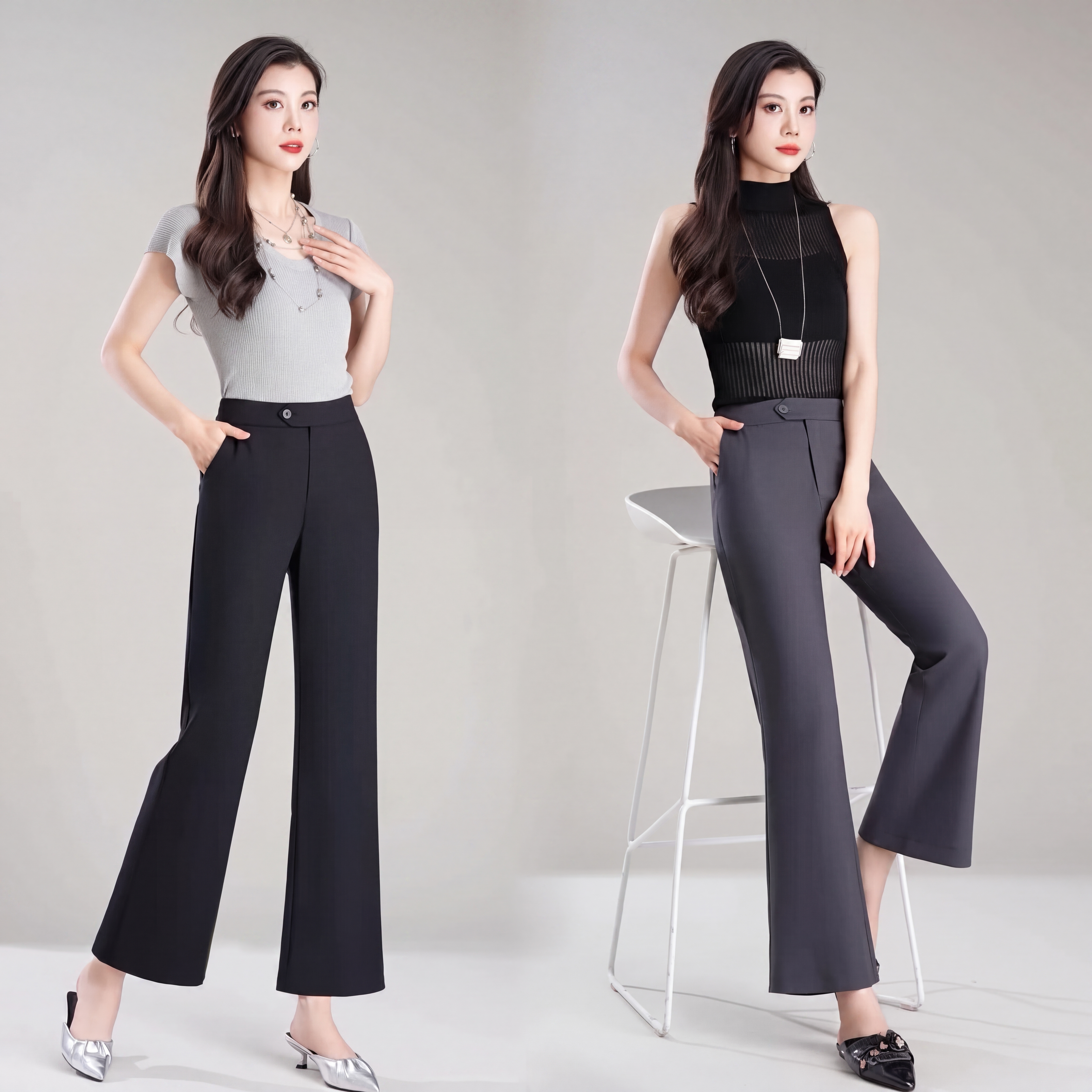 Stylish Midnight Black Tailored Trousers