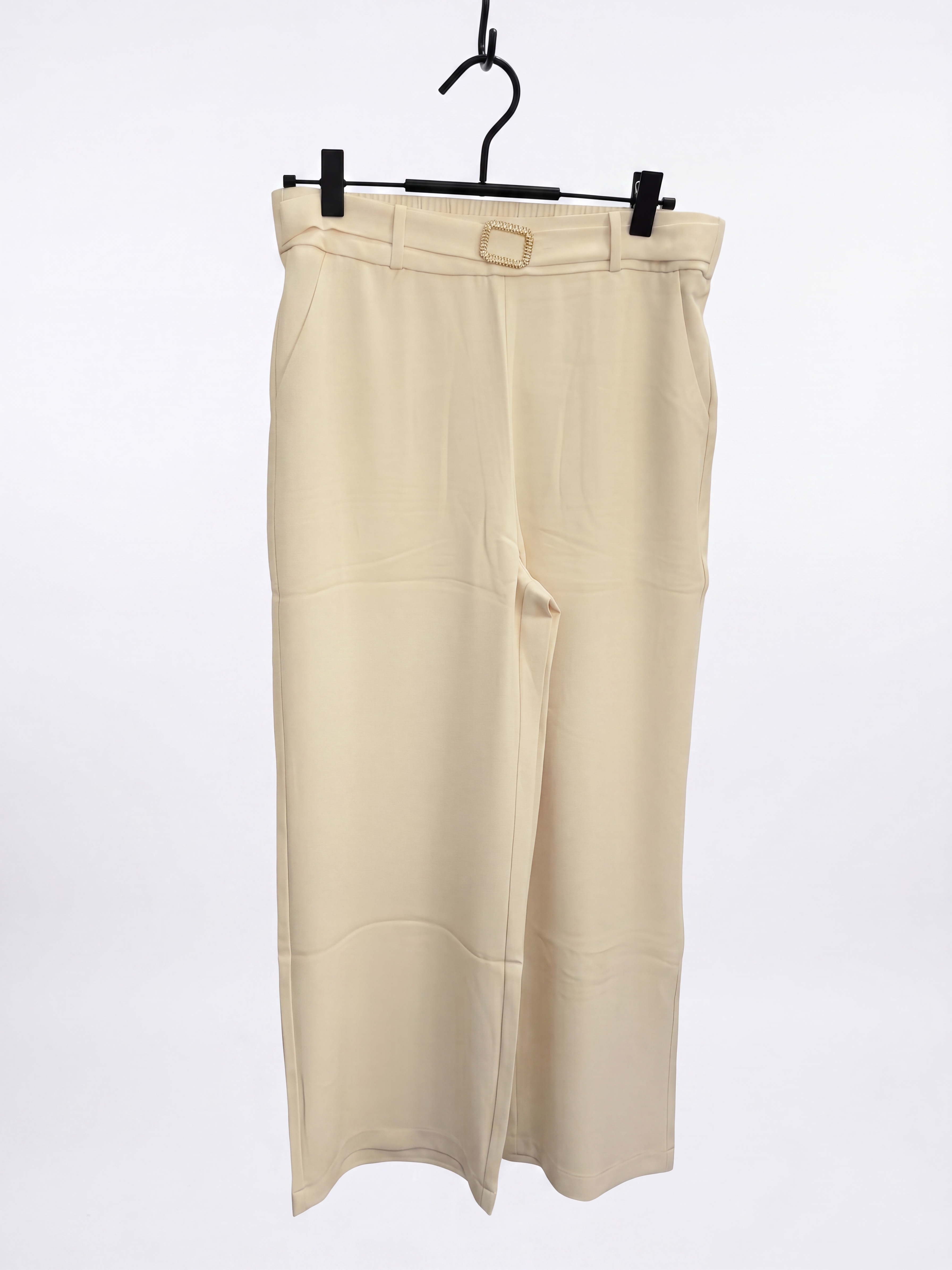 Trend Soft Beige Floor-Length Trousers
