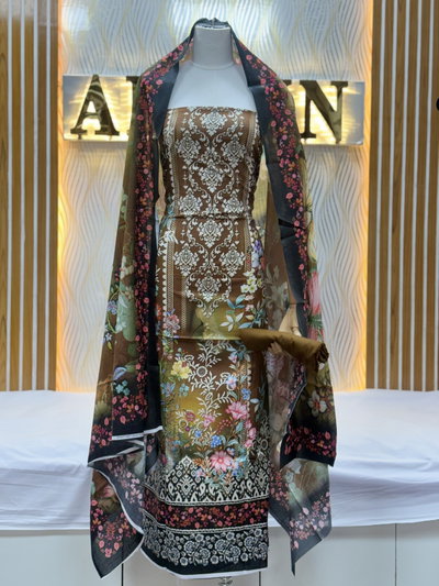 Zam Zam Damask Black Floral Dupatta