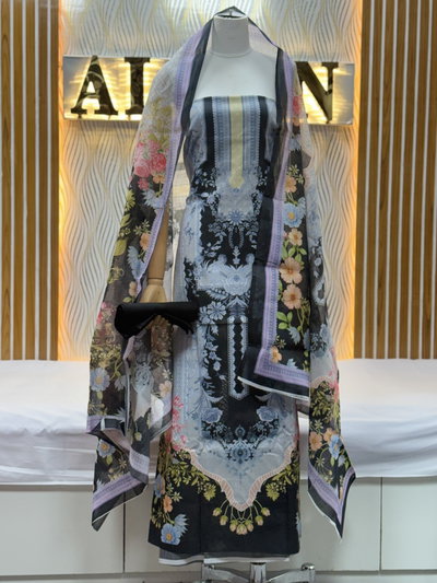 Zam Zam Floral Panel Striped Neck
