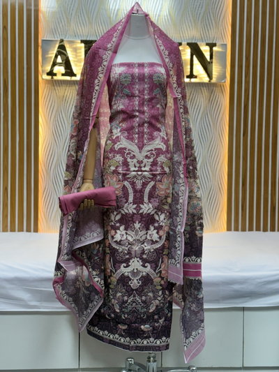 Zam Zam Mauve Ornate Botanical Stripe