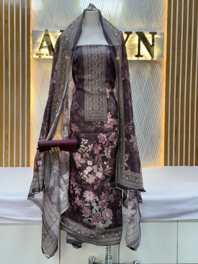 Zam Zam Plum Floral Geometric Neck