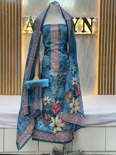 Zam Zam Teal Chevron Lily Border