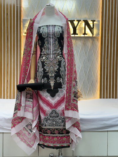 Zam Zam Black Pink Ornate Paisley