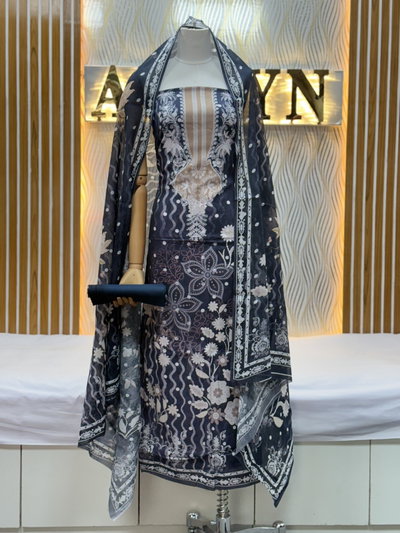 Zam Zam Navy Polka Wave Floral
