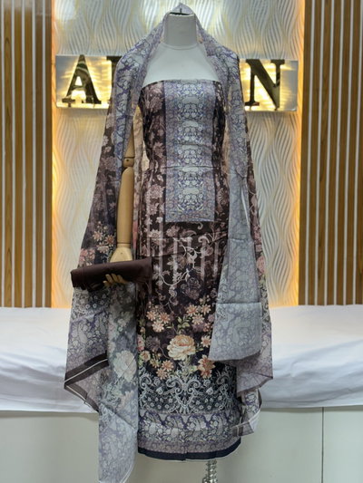Zam Zam Mauve Brown Floral Lace