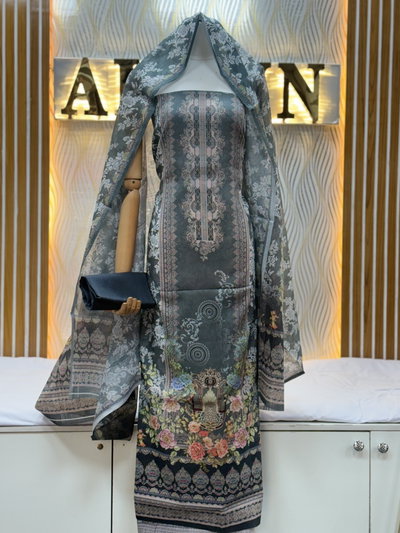 Zam Zam Gray Floral Vase Baroque