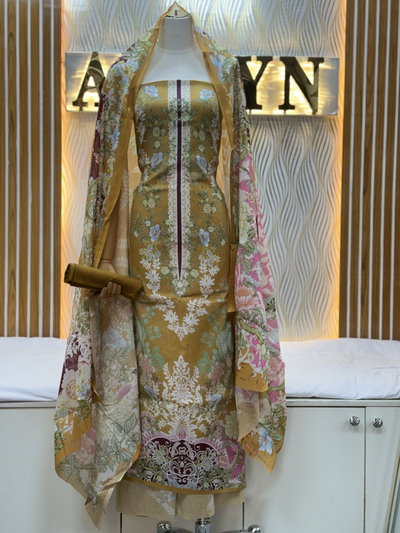 Zam Zam Mustard Floral Damask