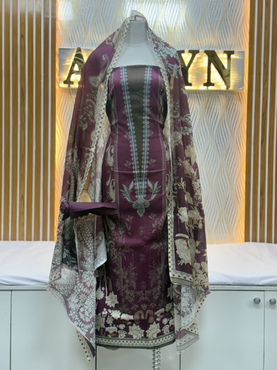 Zam Zam Plum Damask Floral Panel