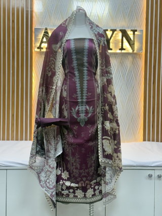 Zam Zam Plum Damask Floral Panel